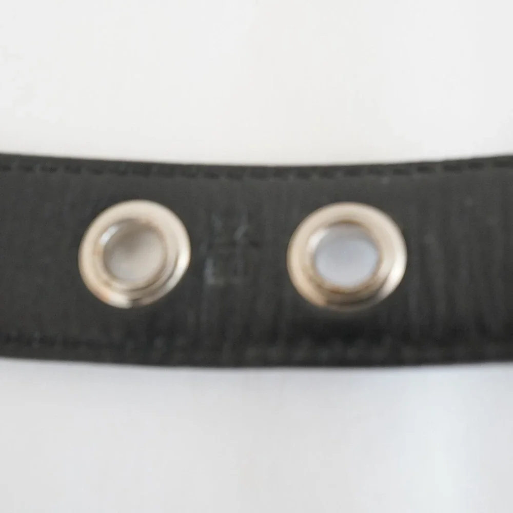 Miu Miu Patent Leather Chain Link Belt Womens S Black Statement Designer Thin